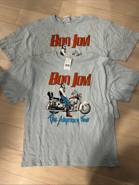 Bon Jovi Light Blue Short Sleeve Graphic Tee - The American Tour